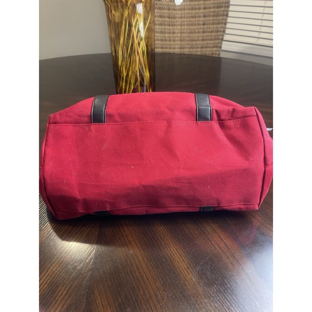 Victoria's Secret Large Tote Bag Red Canvas Black Trim Bronze Studs New 23" x 13 - Picture 7 of 7
